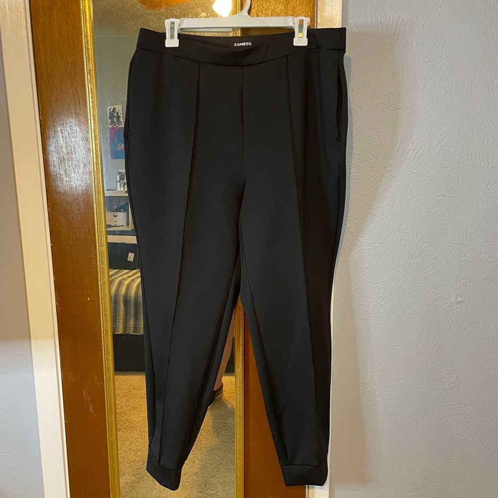 Express Black Pleated Stretch Waste Jogger Style Dress Pant